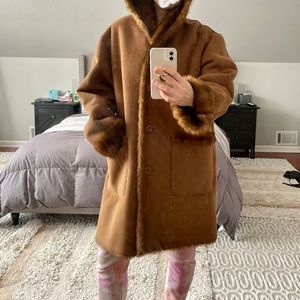 Jones New York Faux Fur Lined Hooded Women Coat L